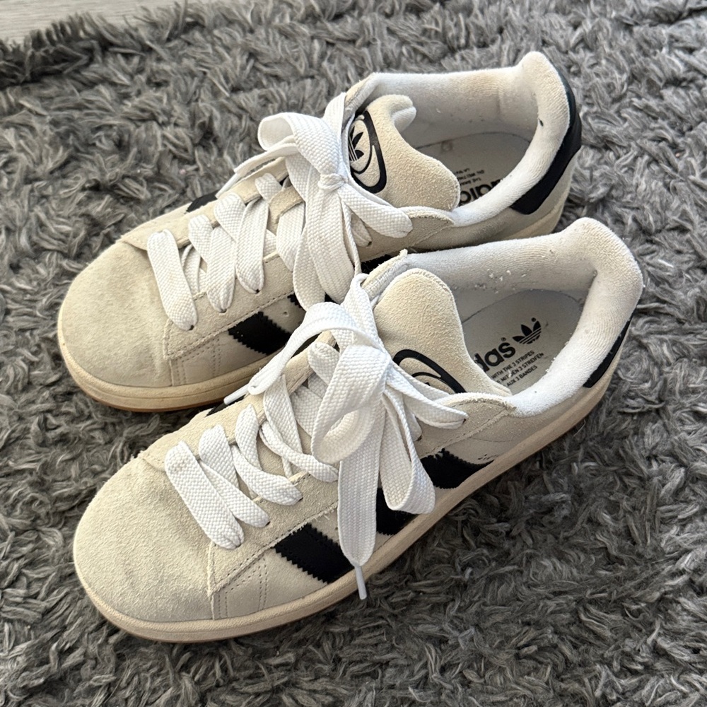 Adidas Cream and Black Classic Sneakers